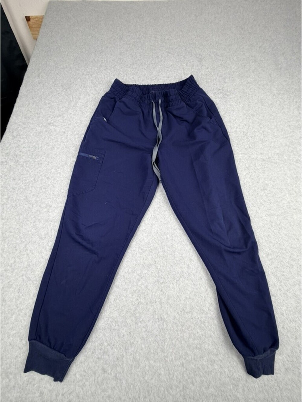 FIGS Womens Scrub Joggers Navy Blue Elastic Drawstring Waist Zipper Pocket